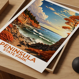 Peninsula State Park Travel Poster, Wisconsin Wall Art, Wisconsin Print, Peninsula State Park Poster, Wisconsin Poster