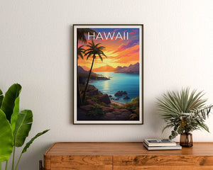 Hawaii Travel Poster, Maui Wall Art, Coast Print, Maui Poster, Hawaii Poster, Tropical Island Print, Hawaii Print