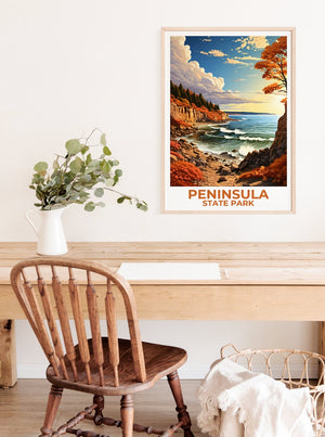 Peninsula State Park Travel Poster, Wisconsin Wall Art, Wisconsin Print, Peninsula State Park Poster, Wisconsin Poster