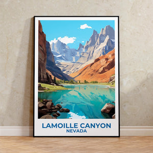 Lamoille Canyon Travel Print, Nevada Poster, Ruby Mountains Wall Art, Lake Illustration, Lamoille Canyon Poster, Home Decor, Birthday Gift