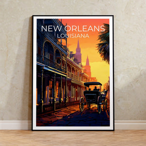 New Orleans Travel Poster, Louisiana Wall Art, Louisiana Print, New Orleans Poster, Louisiana Poster, French Quarter Poster, New Orleans Art