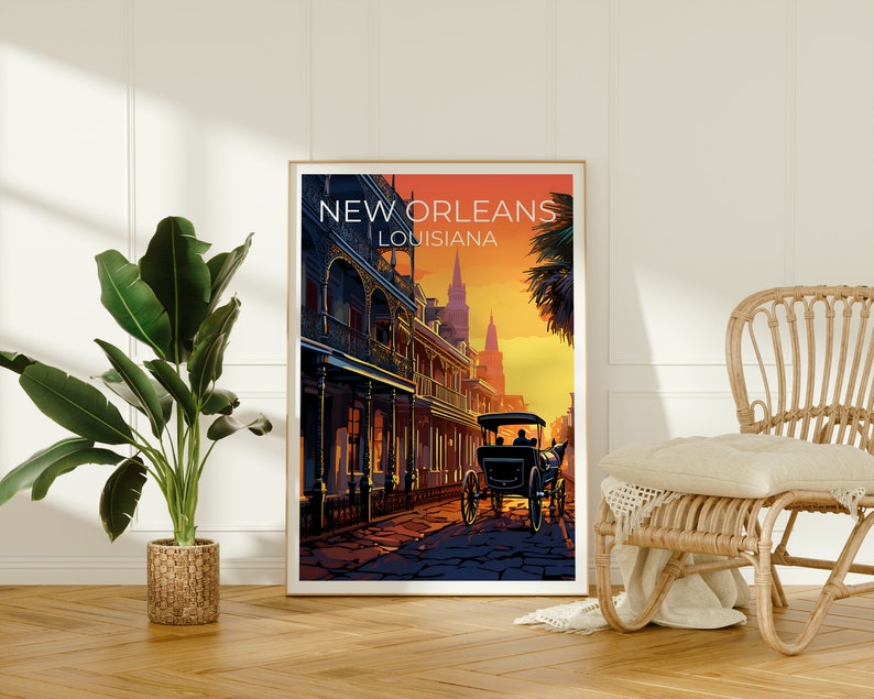 New Orleans Travel Poster, Louisiana Wall Art, Louisiana Print, New Orleans Poster, Louisiana Poster, French Quarter Poster, New Orleans Art
