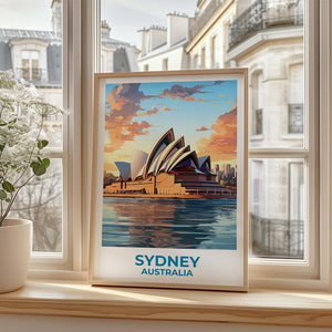 Sydney Travel Print Australia Poster Opera House Wall Art Harbor Illustration Sydney Poster Home Decor Birthday Gift