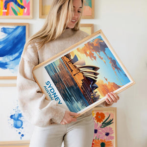 Sydney Travel Print Australia Poster Opera House Wall Art Harbor Illustration Sydney Poster Home Decor Birthday Gift