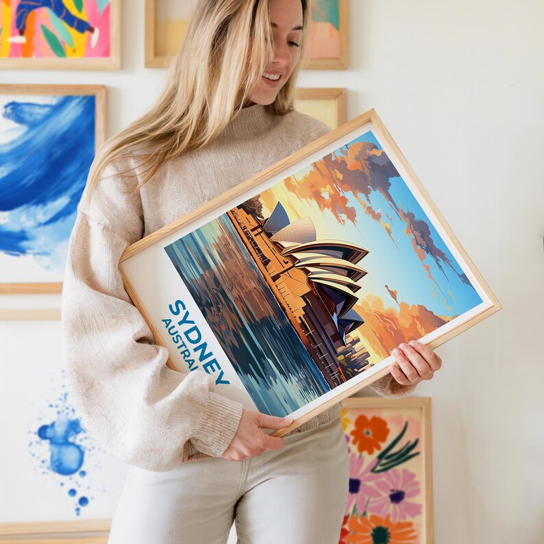 Sydney Travel Print Australia Poster Opera House Wall Art Harbor Illustration Sydney Poster Home Decor Birthday Gift