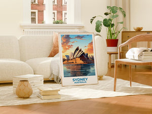Sydney Travel Print Australia Poster Opera House Wall Art Harbor Illustration Sydney Poster Home Decor Birthday Gift