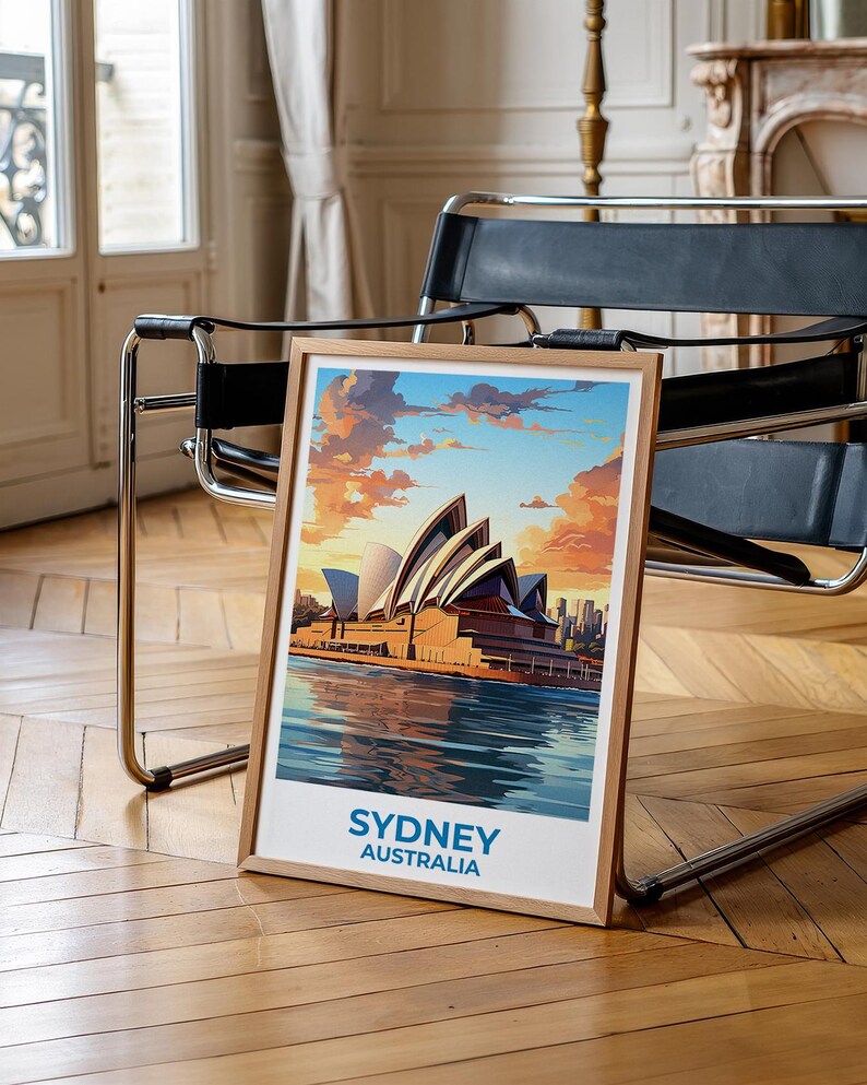 Sydney Travel Print Australia Poster Opera House Wall Art Harbor Illustration Sydney Poster Home Decor Birthday Gift