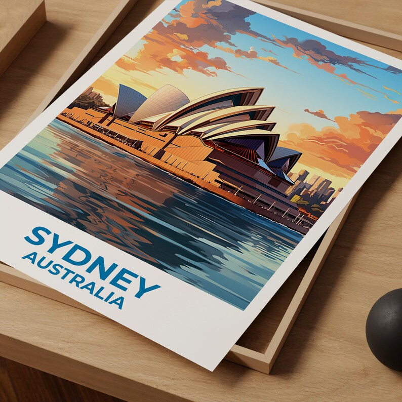 Sydney Travel Print Australia Poster Opera House Wall Art Harbor Illustration Sydney Poster Home Decor Birthday Gift