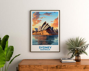 Sydney Travel Print Australia Poster Opera House Wall Art Harbor Illustration Sydney Poster Home Decor Birthday Gift