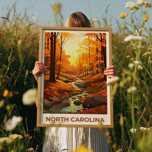 North Carolina Travel Print, Pisgah National Forest Poster, Autumn Forest Wall Art, North Carolina Poster, Home Decor, Birthday Gift