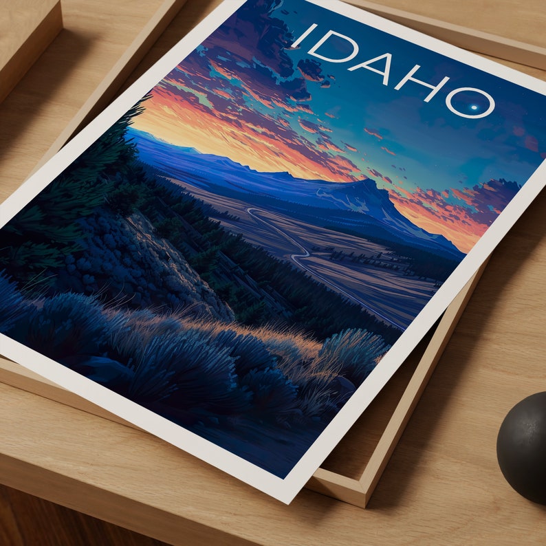 Affiche de voyage Idaho, Art mural de montagne, Impression de montagne, Affiche Idaho, Affiche de montagne, Affiche nature, Art Idaho