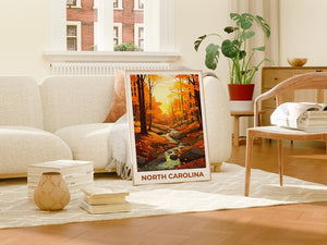 North Carolina Travel Print, Pisgah National Forest Poster, Autumn Forest Wall Art, North Carolina Poster, Home Decor, Birthday Gift