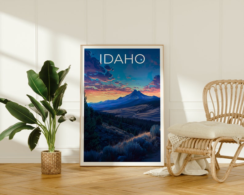 Affiche de voyage Idaho, Art mural de montagne, Impression de montagne, Affiche Idaho, Affiche de montagne, Affiche nature, Art Idaho