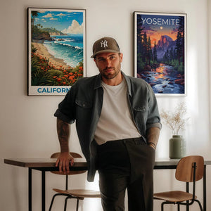 California Travel Print Beach Poster Coastal Wall Art Waves Illustration California Poster Home Decor Birthday Gift