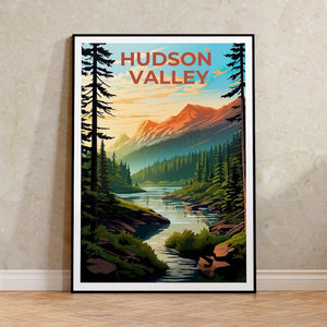 New York Travel Poster, Hudson Valley Print, Forest Wall Art, New York Illustration, Landscape Poster, Home Decor, Birthday Gift