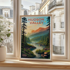 New York Travel Poster, Hudson Valley Print, Forest Wall Art, New York Illustration, Landscape Poster, Home Decor, Birthday Gift