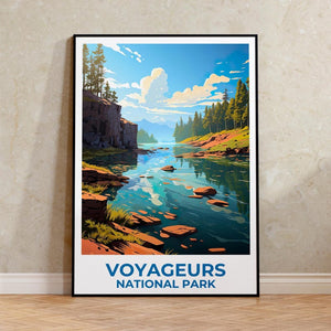 Voyageurs National Park Travel Print Minnesota Poster Lake Wall Art Forest Illustration Voyageurs Poster Home Decor Birthday Gift