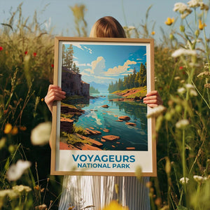Voyageurs National Park Travel Print Minnesota Poster Lake Wall Art Forest Illustration Voyageurs Poster Home Decor Birthday Gift