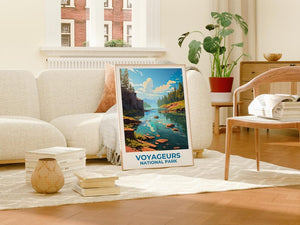 Voyageurs National Park Travel Print Minnesota Poster Lake Wall Art Forest Illustration Voyageurs Poster Home Decor Birthday Gift