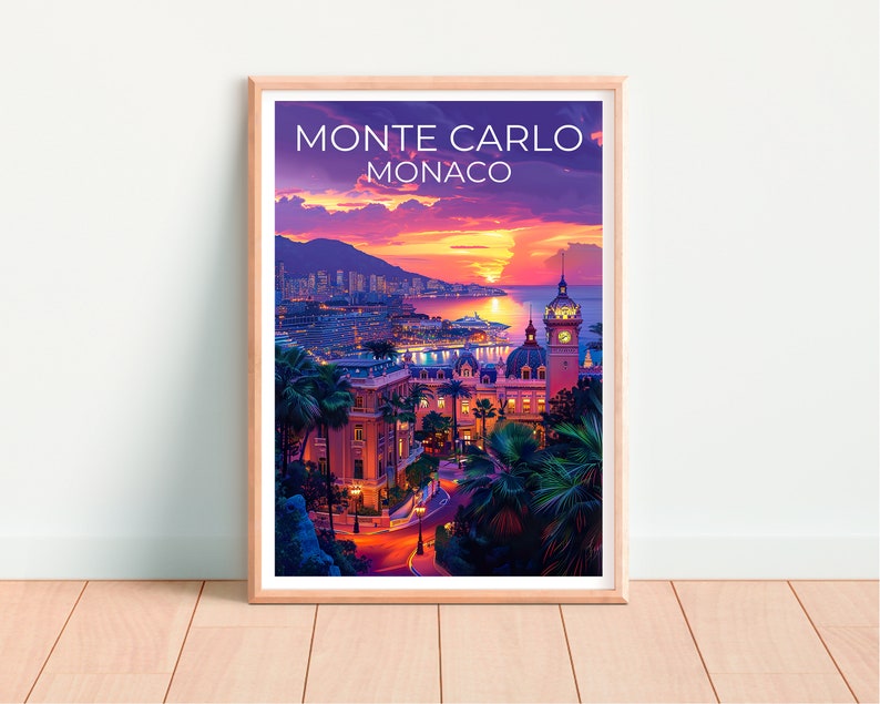 Monte Carlo Travel Poster, Monaco Wall Art, Monaco Print, Monte Carlo Poster, Monaco Poster, Monaco Gift, Monte Carlo Art