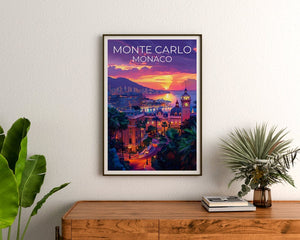 Monte Carlo Travel Poster, Monaco Wall Art, Monaco Print, Monte Carlo Poster, Monaco Poster, Monaco Gift, Monte Carlo Art