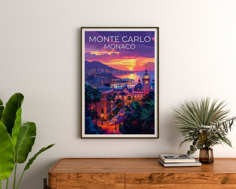 Monte Carlo Travel Poster, Monaco Wall Art, Monaco Print, Monte Carlo Poster, Monaco Poster, Monaco Gift, Monte Carlo Art