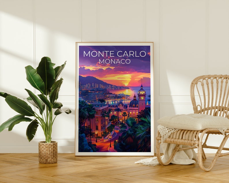 Monte Carlo Travel Poster, Monaco Wall Art, Monaco Print, Monte Carlo Poster, Monaco Poster, Monaco Gift, Monte Carlo Art