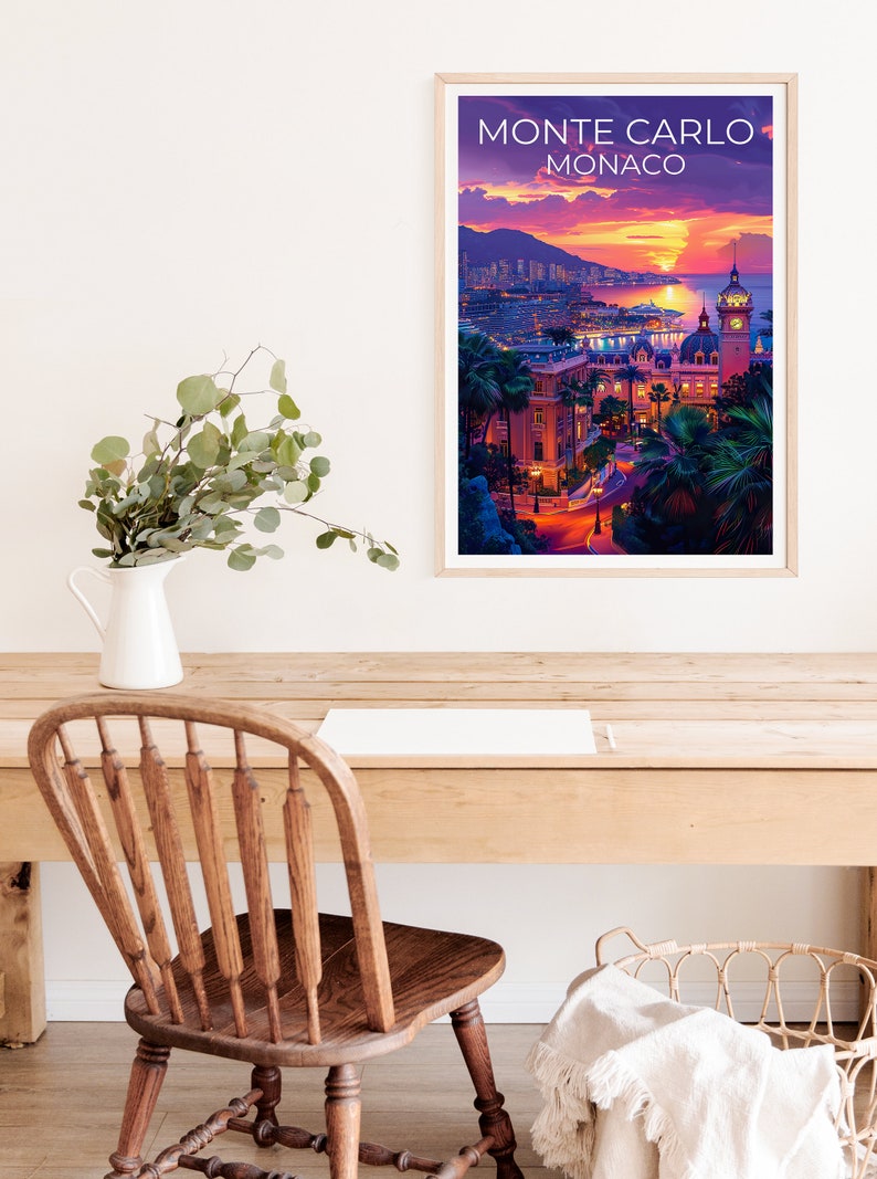 Monte Carlo Travel Poster, Monaco Wall Art, Monaco Print, Monte Carlo Poster, Monaco Poster, Monaco Gift, Monte Carlo Art