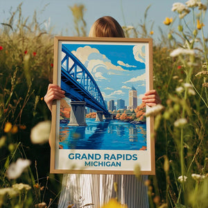 Grand Rapids Travel Print Michigan Poster Great Michigan City Art West Michigan Illustration Grand Rapids Poster Home Decor Birthday Gift