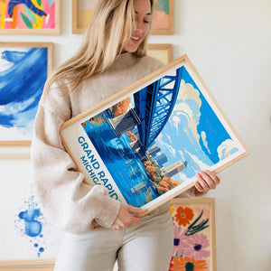 Grand Rapids Travel Print Michigan Poster Great Michigan City Art West Michigan Illustration Grand Rapids Poster Home Decor Birthday Gift