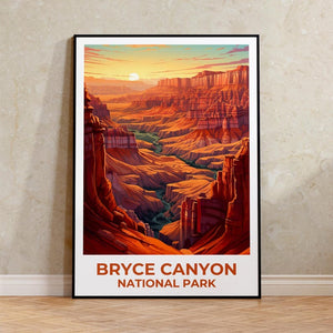 Bryce Canyon National Park Travel Print Utah Poster Hoodoos Wall Art Hike Illustration Bryce Canyon Poster Home Decor Birthday Gift