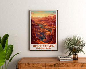 Bryce Canyon National Park Travel Print Utah Poster Hoodoos Wall Art Hike Illustration Bryce Canyon Poster Home Decor Birthday Gift