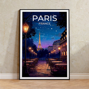 Paris Travel Poster, France Wall Art, France Print, Eiffel Tower Poster, Eiffel Tower Art, Europe Poster, Paris at Night, Wall Decor