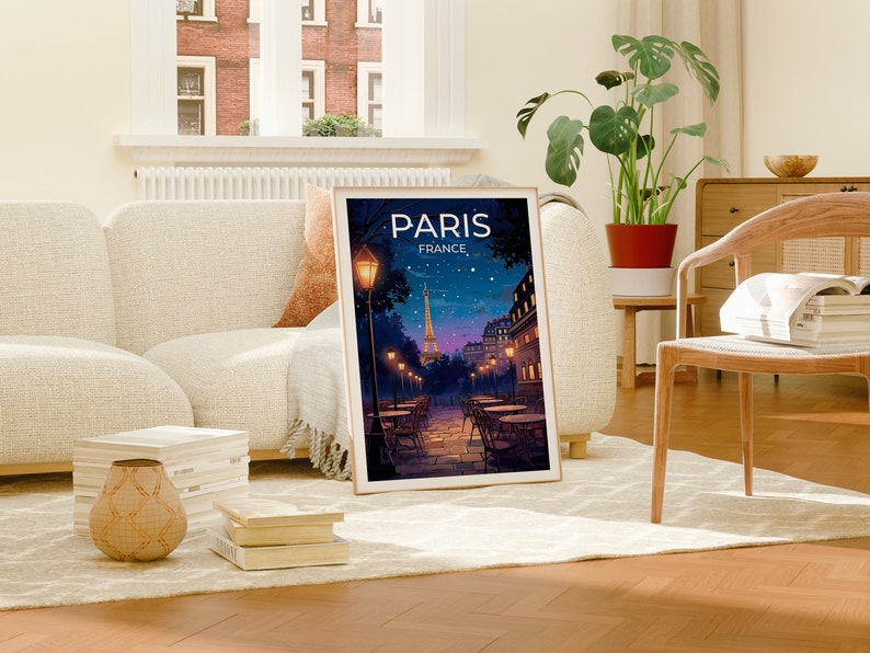 Paris Travel Poster, France Wall Art, France Print, Eiffel Tower Poster, Eiffel Tower Art, Europe Poster, Paris at Night, Wall Decor