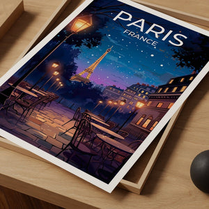 Paris Travel Poster, France Wall Art, France Print, Eiffel Tower Poster, Eiffel Tower Art, Europe Poster, Paris at Night, Wall Decor