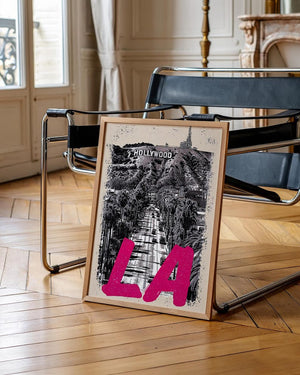 Los Angeles Poster, California Travel Print, Art, Hollywood Sign Illustration, Cityscape Poster, Scenic Wall Art, Home Decor, Birthday Gift