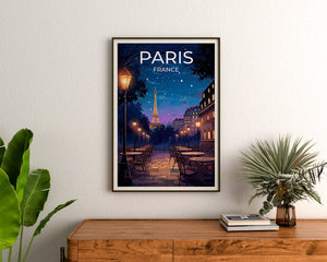 Paris Travel Poster, France Wall Art, France Print, Eiffel Tower Poster, Eiffel Tower Art, Europe Poster, Paris at Night, Wall Decor
