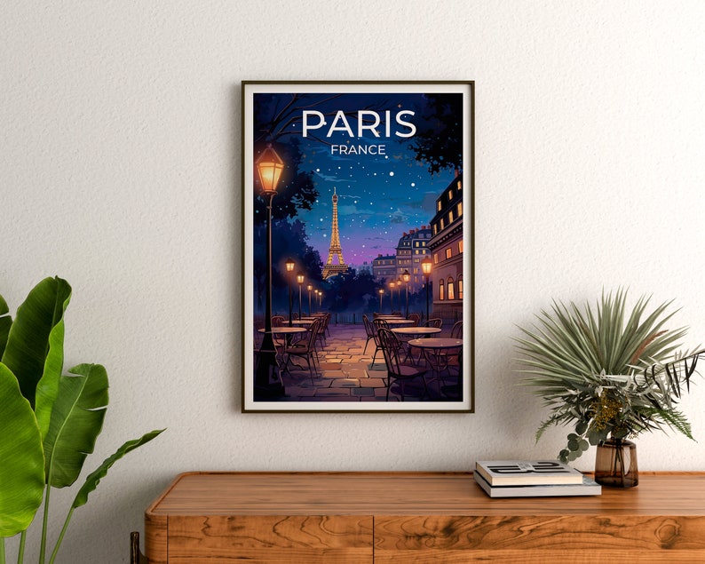 Paris Travel Poster, France Wall Art, France Print, Eiffel Tower Poster, Eiffel Tower Art, Europe Poster, Paris at Night, Wall Decor