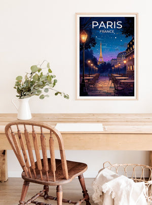 Paris Travel Poster, France Wall Art, France Print, Eiffel Tower Poster, Eiffel Tower Art, Europe Poster, Paris at Night, Wall Decor