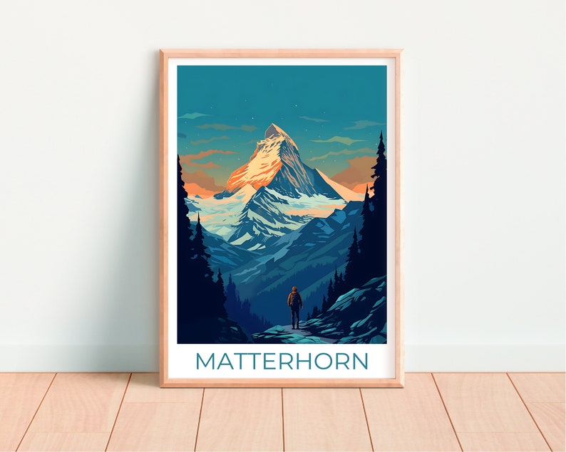 Matterhorn Travel Poster, Switzerland Wall Art, Switzerland Print, Matterhorn Poster, Switzerland Poster, Mountain Poster, Matterhorn Print