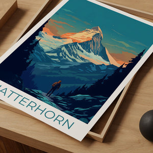 Matterhorn Travel Poster, Switzerland Wall Art, Switzerland Print, Matterhorn Poster, Switzerland Poster, Mountain Poster, Matterhorn Print