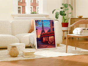 Paris Poster, France Print, Eiffel Tower Art, Europe Illustration, Romantic Travel Poster, Scenic Wall Art, Home Decor, Birthday Gift
