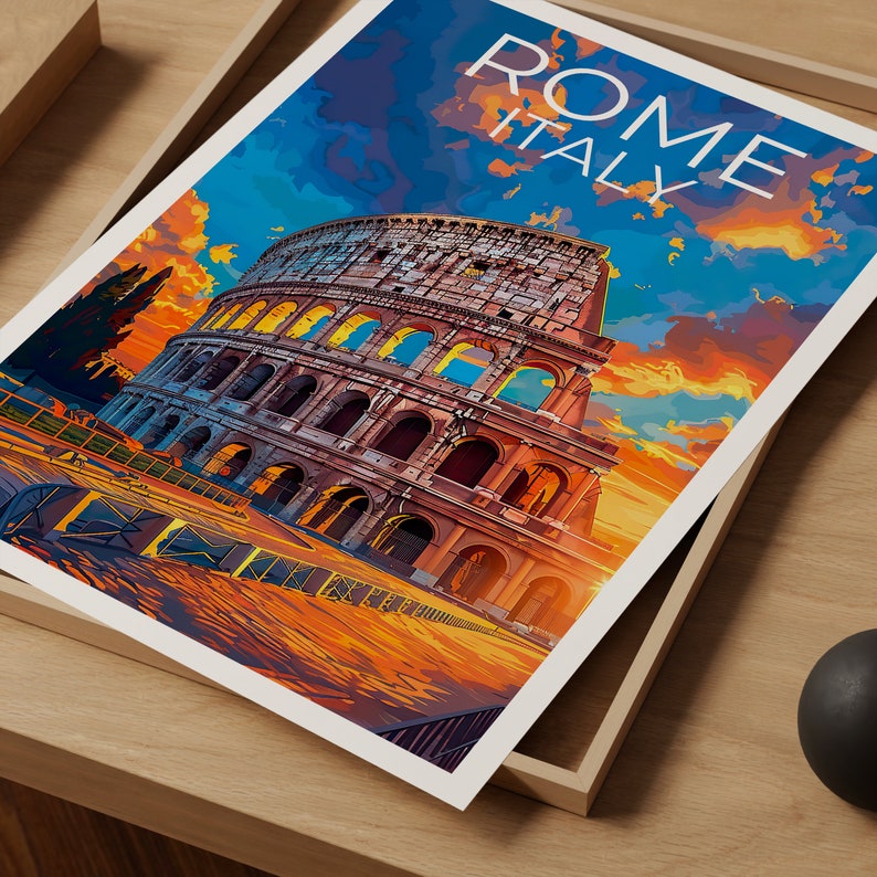 Colosseum Poster, Colosseum Print, Rome Art, Rome Print, Colosseum Travel Poster, Rome Poster, Colosseum Wall Art