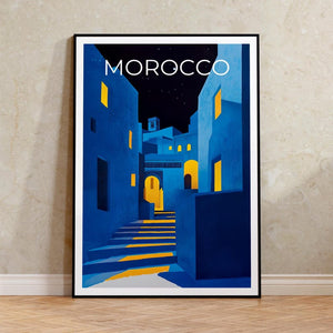 Morocco Poster, Chefchaouen Travel Print, North Africa Art, Middle East Illustration, Landscape Poster, Home Decor, Birthday Gift