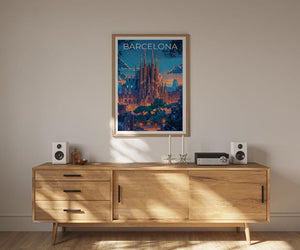 Barcelona Travel Poster, Spain Print, Sagrada Familia Wall Art, Barcelona Illustration, Barcelona Poster, Home Decor, Birthday Gift