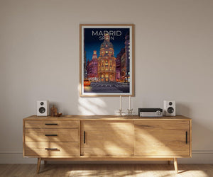 Madrid Travel Print, Spain Poster, Europe Wall Art, Gran Vía Illustration, Madrid City Poster, Home Decor, Birthday Gift