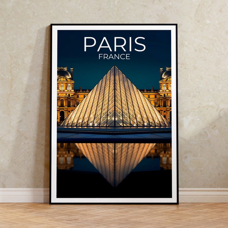 Paris Travel Poster, France Wall Art, France Print, Paris Poster, Louvre Poster, Louvre Pyramid Poster, Paris Art