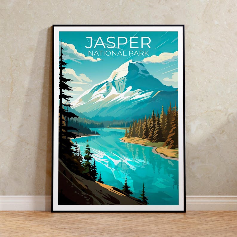 Jasper National Park Poster, Canada Print, Rocky Mountains Wall Art, Jasper Poster, Canada Travel Poster, Home Decor, Birthday Gift