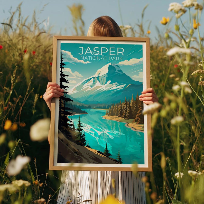 Jasper National Park Poster, Canada Print, Rocky Mountains Wall Art, Jasper Poster, Canada Travel Poster, Home Decor, Birthday Gift