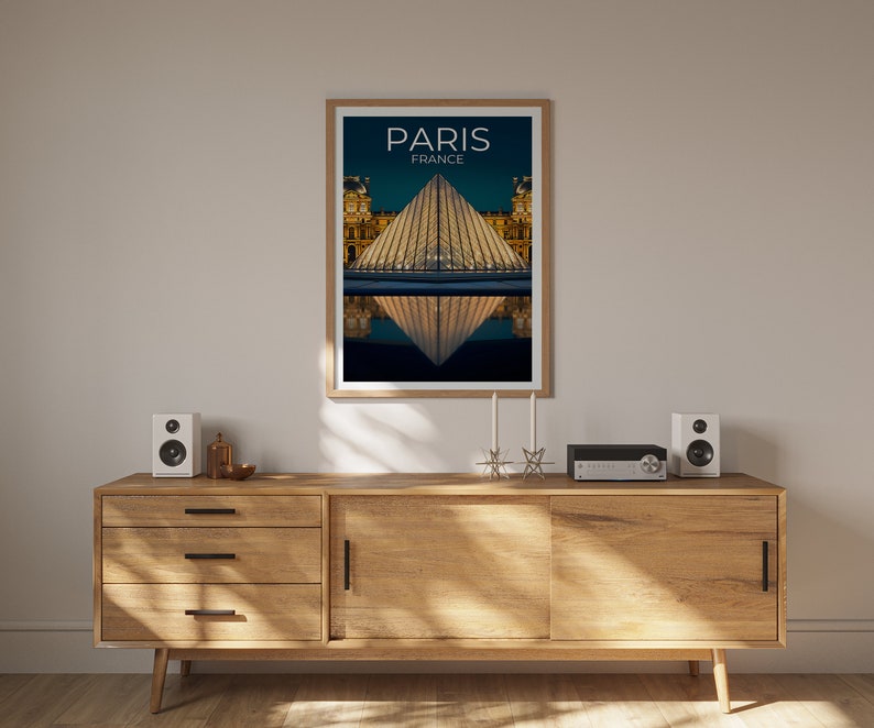 Paris Travel Poster, France Wall Art, France Print, Paris Poster, Louvre Poster, Louvre Pyramid Poster, Paris Art